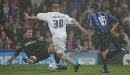 Sandor. Torghelle attempts to round the Inter keeper before he is brought down